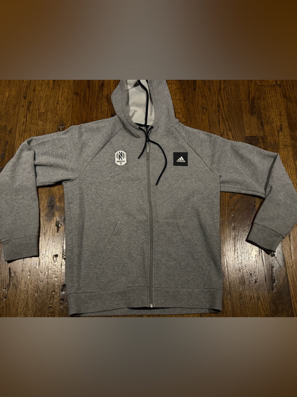 adidas Nashville SC Gray Full-Zip Mens Hoodie Large